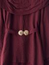 Pelerinli Tokalı Muslin Modal Pantolonlu Takım_Bordo
