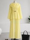 Pelerinli Tokalı Muslin Modal Pantolonlu Takım_Sarı