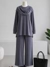 Şal Yaka Tek Düğmeli Pantolonlu Pike Takım_Füme