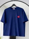 Sıfır Yaka Kalp Nakışlı Oysho T-Shirt_Lacivert