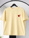 Sıfır Yaka Kalp Nakışlı Oysho T-Shirt_Sarı