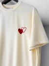 Sıfır Yaka Kalp Nakışlı Oysho T-Shirt_Sarı
