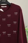 Taş Fiyonk Detaylı Aysho Sweat_Bordo