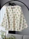 Tek Bağlamalı Çiçek Desenli Pamuk Flam Kimono_Naturel Benetton