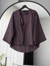 Tek Bağlamalı Tek Çizgili Kimono_Kahve