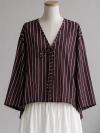 Tek Bağlamalı Tek Çizgili Kimono_Kahve