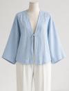 Tek Bağlamalı Keten  Kimono_Bebe Mavi