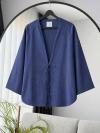 Tek Bağlamalı Keten  Kimono_Lacivert