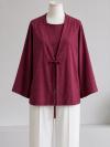 Tek Bağlamalı Keten  Kimono_Mürdüm