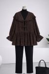 Üç Bağlamalı Püsküllü Kimono_Koyu Kahve