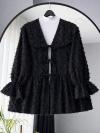 Üç Bağlamalı Püsküllü Kimono_Siyah