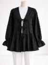 Üç Bağlamalı Püsküllü Kimono_Siyah