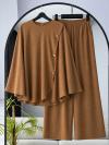 Üç Düğmeli Panço Pantolonlu Modal Takım_Camel