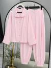 Üstü Çıtçıtlı Şalvar Pantolonlu Modal Takım_Pembe