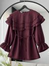 Yakası Üç Katlı İnce Kuşaklı Tencel Tunik_Mürdüm