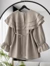 Yakası Üç Katlı İnce Kuşaklı Tencel Tunik_Taş