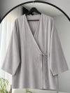 Yandan Bağlamalı Çilek Kimono_Açık Gri
