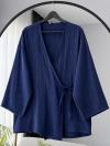 Yandan Bağlamalı Çilek Kimono_Lacivert