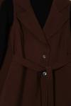 Yeleği Floto Cepli Kuşaklı Pantolonlu Tencel Takım_Kahve
