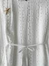 Yıldız Broşlu İnce Kuşaklı Fisto Elbise_Ekru
