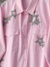 Yıldız Taş Detaylı Oversize Gömlek_Pembe