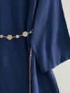 Zincir Kemerli Basıc Tencel Elbise_Lacivert
