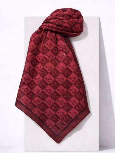 Aqa Soft Dijital K Desenli Eşarp_Bordo