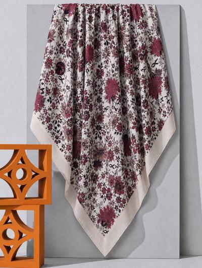 Aqua Soft Garden Lıfe Desenli Eşarp_Açık Bej