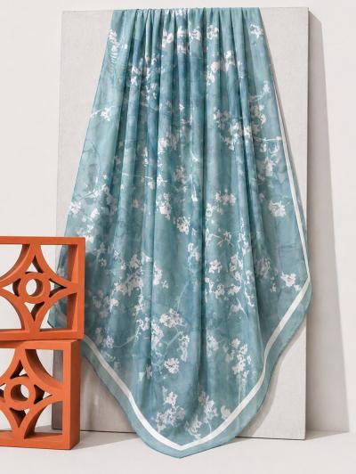 Aqua Soft Bahar Çiçek Desenli Şal_Mint