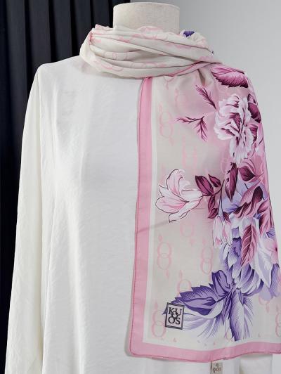 Aqua Soft Güllü 8 Desenli Şal_Pembe