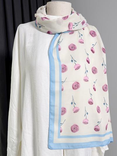 Aqua Soft Tek Gül Desenli Şal_Bebe Mavi
