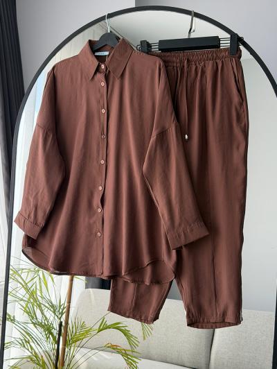Basic Şalvar Pantolonlu Modal Takım_Kahve