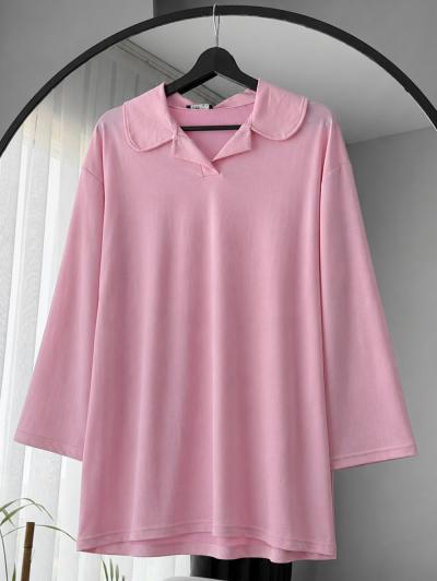 Bebe Yaka Basıc Oysho İkiip Tunik_Pembe
