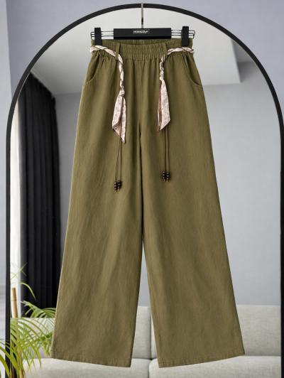 Beli Lastikli Fular Kemerli Pantolon_Haki