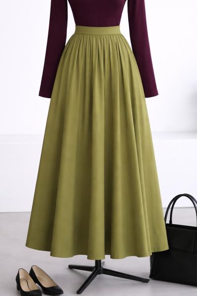 Beli Lastikli Pileli Diogonel Tencel Etek_Yağ Yeşili