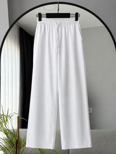 Beli Lastikli Diogonel Modal Pantolon_Beyaz