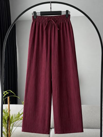 Beli Lastikli Relax Müslin Pantolon_Mürdüm