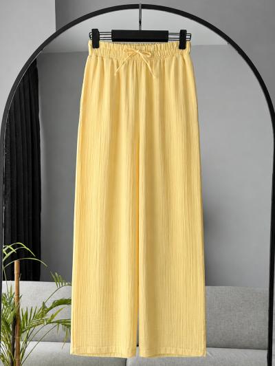 Beli Lastikli Relax Müslin Pantolon_Sarı