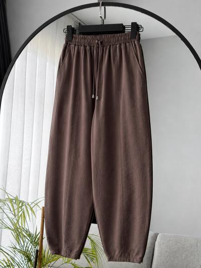 Beli Lastikli Şalvar Modal Pantolon_Kahve