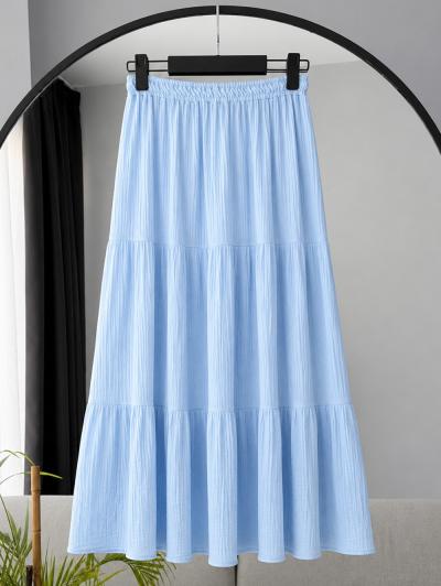 Beli Lastikli Üç Katlı Müslin Etek_Bebe Mavi