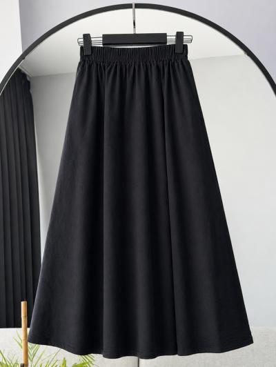 Beli Lastikli Çift Cepli New Gabardin Etek_Siyah