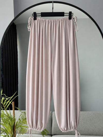 Beli Paçası Bağlamalı Sihirli Sandy Şalvar Pantolon_Taş