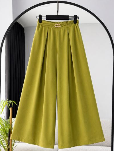 Beli Tokalı Diogonel Tencel Etek Pantolon_Olive