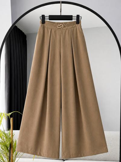 Beli Tokalı Diogonel Tencel Etek Pantolon_Latte