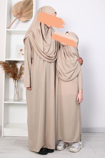 Çantalı Çocuk Namaz Elbisesi_Taş