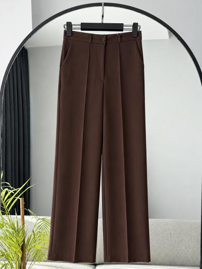 Çift Cepli Çimalı Dabıl Pantolon_Kahve