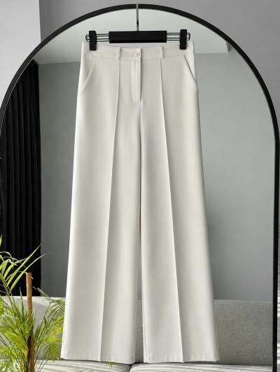 Çift Cepli Çimalı Dabıl Pantolon_Açık Taş