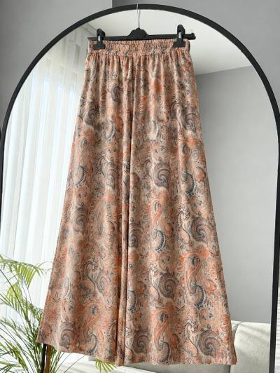 Çift Cepli Çiçek Detaylı Pantolon_Orange