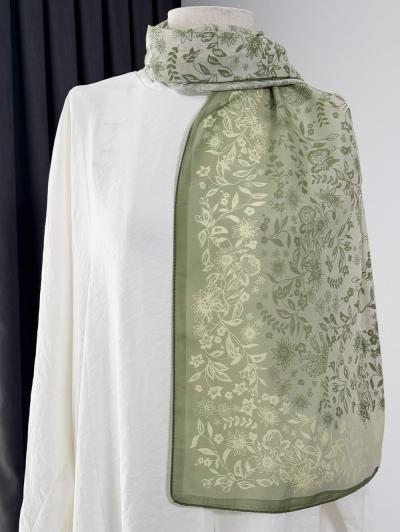 Flora Desenli Aqua Soft Şal_Yeşil
