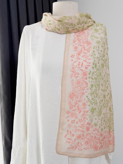 Flora Desenli Aqua Soft Şal_Somon